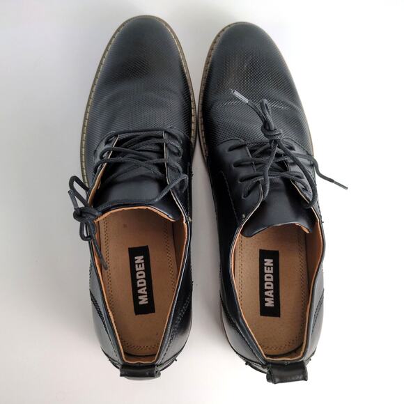 Steve Madden Nytro Men's 9.5 Black Derby Dress Shoes Textured Dots PU Leather - Picture 4 of 10